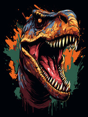 Naklejka premium Tyrannosaurus rex dinosaur portrait in vector pop art style