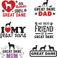 Great Dane Dog Graphic Vector Pack - obrazy, fototapety, plakaty