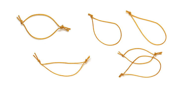 Set of golden noose rope isolated on white background 