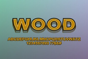 Stylish 3d alphabet and numbers. Typography font style for cartoon text design.