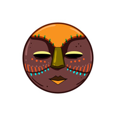 tiki tribal mask cartoon. ethnic tropical, wooden africa, hawaii aztec tiki tribal mask sign. isolated symbol vector illustration