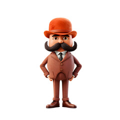 personnage moustachu pour le Movember, mois de la moustache - fond transparent
