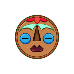 african tribal mask cartoon. totem face, tiki ethnic, tropical wooden african tribal mask sign. isolated symbol vector illustration