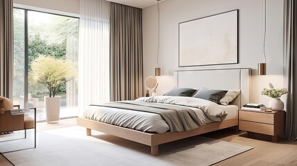 Serenity in Simplicity: A Minimalistic Bedroom Oasis. Generative AI 3