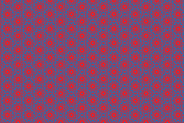 illustration abstraction of red flowers in blue octagon pattern background.