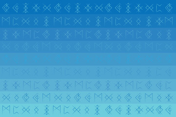 illustration blue line of the Rune character on blue gradient background.