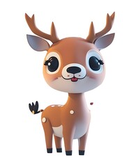 Cute deer 3d illustration mascot cartoon design isolated on white background