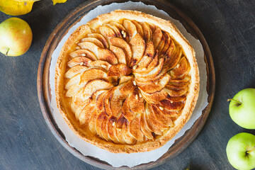 Homemade apple pie. fall baking concept