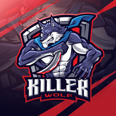 Killer wolf esport mascot logo design