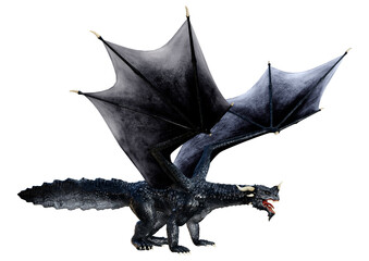 3D Rendering Fairy Tale Dragon on White