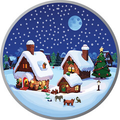 Christmas Vector Santa's Workshop Sticker Design