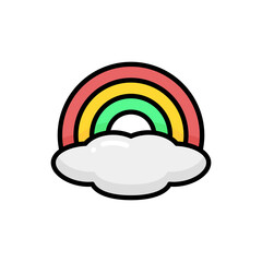 Cute Rainbow Cartoon Vector Icon Illustration. Weather Icon Concept Isolated Premium Vector. Flat Cartoon Style