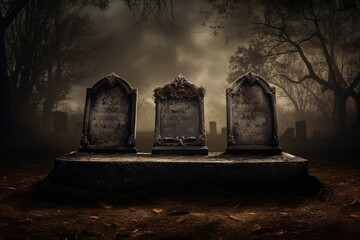 cemetery at night. Halloween concept - obrazy, fototapety, plakaty