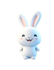 Cute rabbit 3d illustration mascot cartoon design isolated on white background