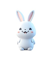 Cute rabbit 3d illustration mascot cartoon design isolated on white background