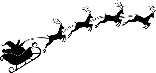 silhouette of a santa clous  with deers Christmas vector - obrazy, fototapety, plakaty