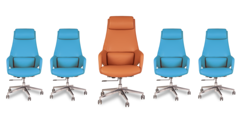 Orange and blue office chairs isolated on transparent png