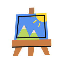 Easel with canvas. Vector flat illustration.