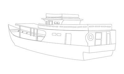 Obraz premium outline of a fishing boat on a white background
