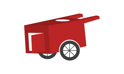the cart is red on a white background
