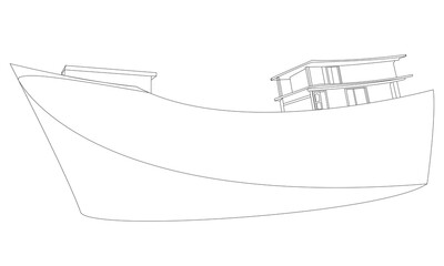 outline of a fishing boat on a white background