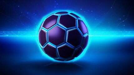 Obraz premium An illustration of a luminous background for a football championship. This vector artwork portrays an abstract, brightly glowing soccer ball in neon colors against a backdrop