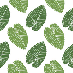 leaf illustration seamless pattern with nature theme on white background
