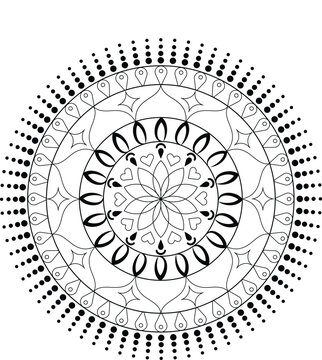 Mandila art creative design (flower) black and white