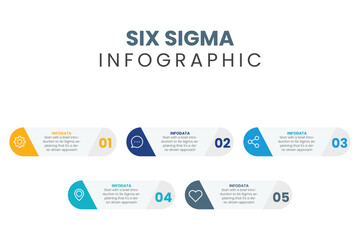 Six sigma process diagram colorful infographic template vector