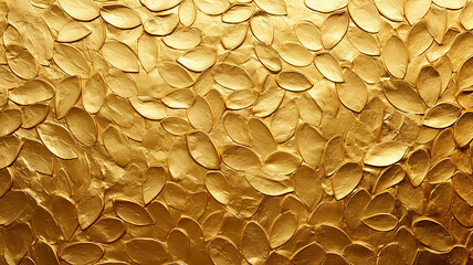 texture golden leaves metal tile foil, background yellow design