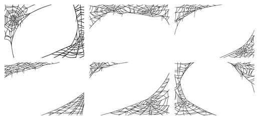 Spider web set for cards and background for Halloween