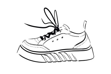 hand drawn illustration of a shoe, sketch. Fashion shoes.