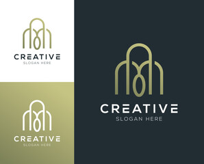 Modern luxury clean initial AM letter logo design vector illustration inspiration
