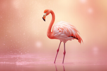 Flamingo rosa no fundo rosa - Papel de parede