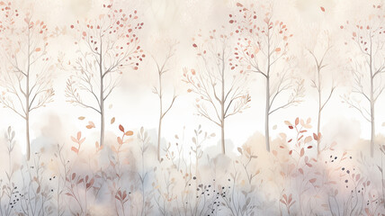 autumn leaves on a white background pattern soft pastel color