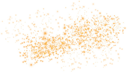 Golden glitter and bokeh on transparent backdrop. Luxury particles with stardust. Glow light effect. Magic Christmas composition. Special shine for poster or advertising. PNG.