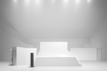 Empty Stage Illuminated by Projectors