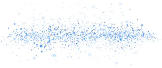 Obraz premium Blue glitter and bokeh on transparent backdrop. Luxury particles with stardust. Glow light effect. Magic Christmas composition. Special shine for poster or advertising. PNG.