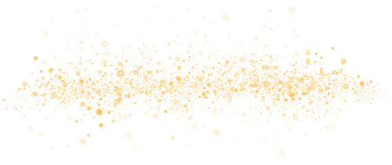 Fototapeta na wymiar Golden glitter and bokeh on transparent backdrop. Luxury particles with stardust. Glow light effect. Magic Christmas composition. Special shine for poster or advertising. PNG.