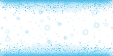 Blue glitter and bokeh on transparent backdrop. Luxury particles with stardust. Glow light effect. Magic Christmas composition. Special shine for poster or advertising. PNG.