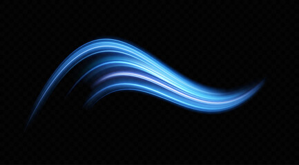 Abstract effect of movement with the speed of light. Blue spiral glow effect. Magic shiny line. Neon. Background