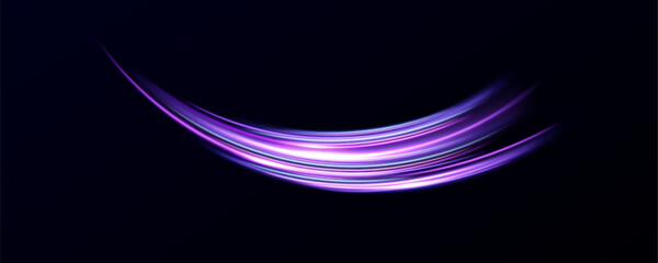 Neon light.Pink purple Light lines of movement speed. Colorful wave effect. curl curve effect.
