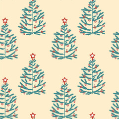Christmas trees are a seamless pattern. Vector, flat style. Perfect for textile, wallpaper or print design.