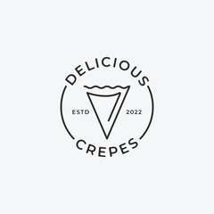 Crepe logo icon line art minimalist design, crepes image logo illustration