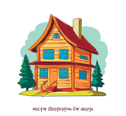 cartoon illustration of the old fairy-tale house