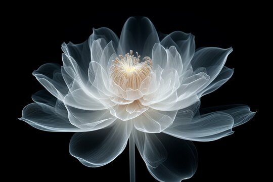 White isolated x-ray of lotus flower. Generative AI