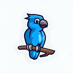 illustration of a blue parrot sitting on the branch
