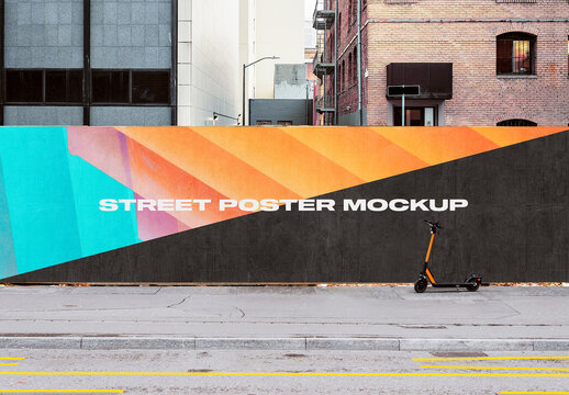 City Hoarding Street Urban Outdoor Poster Mockup Template Branding Billboard Advertisement