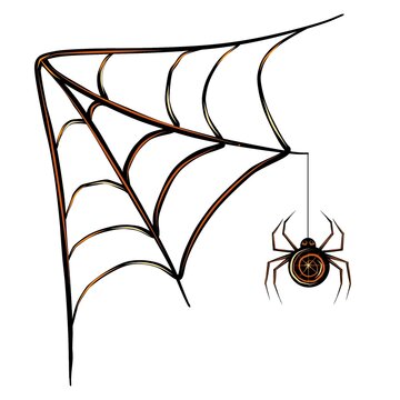 Halloween cobweb corner with a hanging spider black.