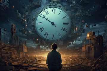 The passing of time during human life concept.
